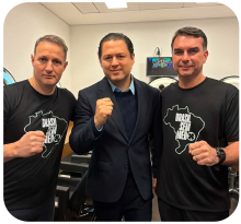 Major Vitor Santos com Guilherme Derrite e Flávio Bolsonaro